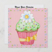 魅力的なカップケーキ招待状- SRF 招待状 (正面/裏面)