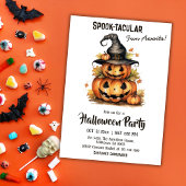 魅力的なカボチャの魔女ハットかわいいハロウィーン 招待状