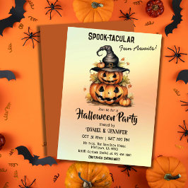 魅力的なカボチャの魔女ハットかわいいハロウィーン 招待状