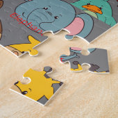 魅力的なカラフルの大きなサファリかわいい赤ちゃん動物 ジグソーパズル (側面)