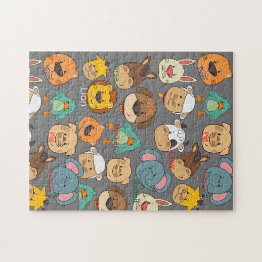 魅力的なカラフルの大きなサファリかわいい赤ちゃん動物 ジグソーパズル (横)