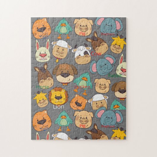 魅力的なカラフルの大きなサファリかわいい赤ちゃん動物 ジグソーパズル (縦)