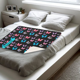 魅力的なカラフル蝶のパーソナライズ名 シェルパブランケット