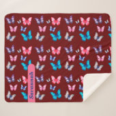 魅力的なカラフル蝶のパーソナライズ名 シェルパブランケット (正面(横))