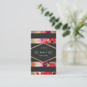 魅力的なカラフル金ゴールドフローラストライプの 名刺 (スタンド正面)