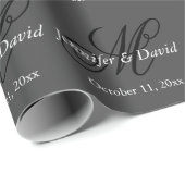 魅力的なカリグラフィー モノグラム ウェディング ラッピングペーパー (ロールコーナー)