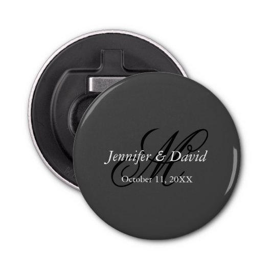 魅力的なカリグラフィー モノグラム ウェディング 栓抜き (正面)