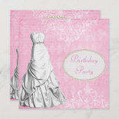 魅力的なガウンのヴィンテージのぼろぼろのシックな誕生会 招待状 (正面/裏面)