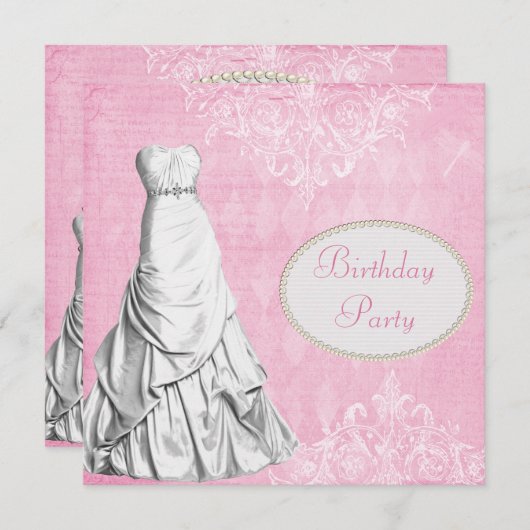 魅力的なガウンのヴィンテージのぼろぼろのシックな誕生会 招待状 (正面/裏面)