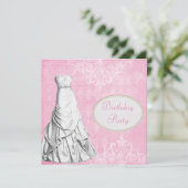 魅力的なガウンのヴィンテージのぼろぼろのシックな誕生会 招待状 (スタンド正面)