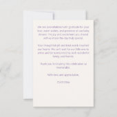 魅力的なガーデンパステル蝶の赤ちゃんシャワー サンキューカード (裏面)