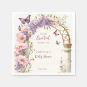 魅力的なガーデンパステル蝶の赤ちゃんシャワー スタンダードカクテルナプキン (正面)