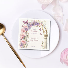 魅力的なガーデンパステル蝶の赤ちゃんシャワー スタンダードカクテルナプキン