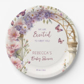 魅力的なガーデンパステル蝶の赤ちゃんシャワー ペーパープレート (正面)