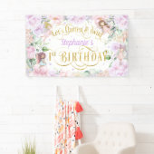 魅力的なガーデンフェアリー、1歳の誕生日の背景 横断幕 (インサイチュ)