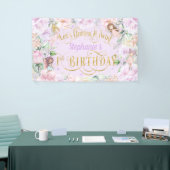 魅力的なガーデンフェアリー、1歳の誕生日の背景Bann 横断幕 (トレードショー)