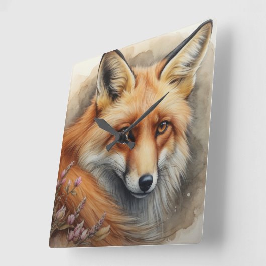 魅力的なキツネ スクエア壁時計 (傾斜)