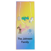 魅力的なキラパレードベビーシャワーイエローピンク ワインギフトバッグ (裏面)