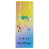 魅力的なキラパレードベビーシャワーイエローピンク ワインギフトバッグ (正面)