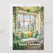 魅力的なクリスマスシーンカード クラシックな赤と緑 シーズンカード (正面)