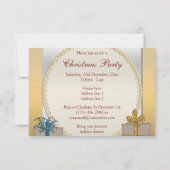 魅力的なクリスマスツリー及びプレゼントのフェイクなグリッター 出欠カード (裏面)