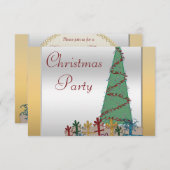 魅力的なクリスマスツリー及びプレゼントのフェイクなグリッター 出欠カード (正面/裏面)