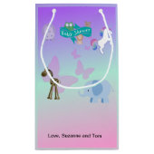 魅力的なクリッターパレード赤ちゃんシャワーピンク紫 スモールペーパーバッグ (裏面)