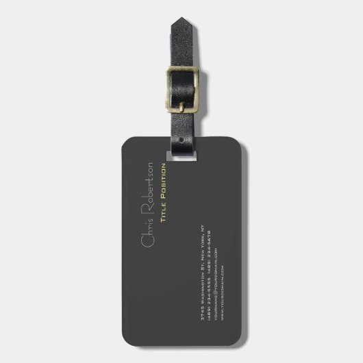 魅力的なグレーイエローシックモダンシャープ ラゲッジタグ (正面縦)