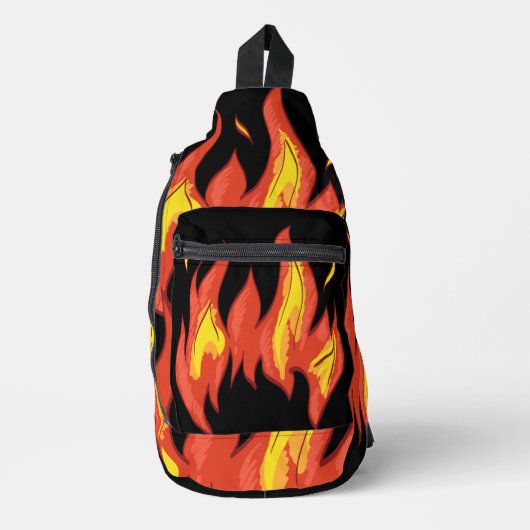 魅力的なコントラスト炎パタモダンーン黒 スリングバッグ (正面)