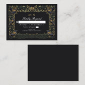 魅力的なゴシックのフローラ結婚ズグリーンRSVP エンクロージャーカード (正面/裏面)