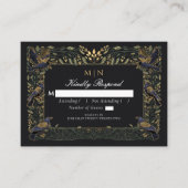 魅力的なゴシックのフローラ結婚ズグリーンRSVP エンクロージャーカード (正面)
