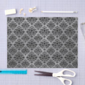 魅力的なゴシックの小型スカルのダマスク織パターン黒の灰色 薄葉紙 (クラフト)