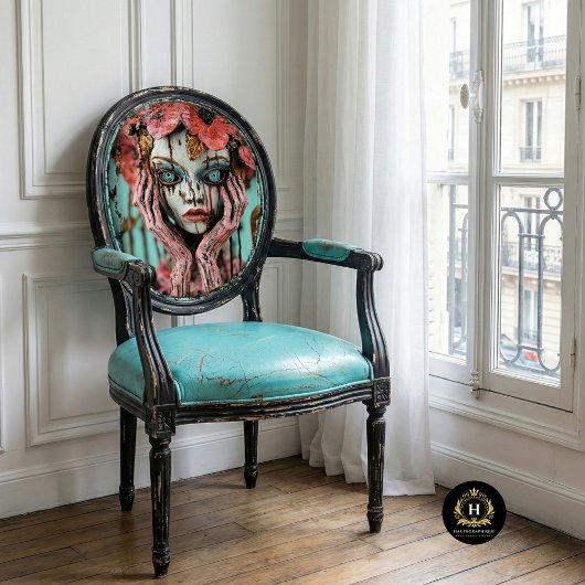 魅力的なゴシック様式のピンクのフローラガーゴイルのデコページ 薄葉紙