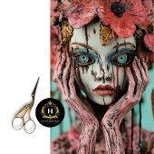 魅力的なゴシック様式のピンクのフローラガーゴイルのデコページ 薄葉紙