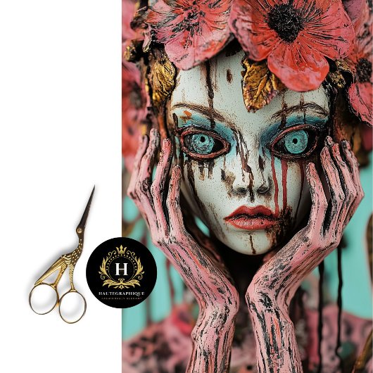 魅力的なゴシック様式のピンクのフローラガーゴイルのデコページ 薄葉紙