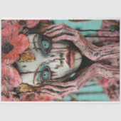 魅力的なゴシック様式のピンクのフローラガーゴイルのデコページ 薄葉紙 (正面)