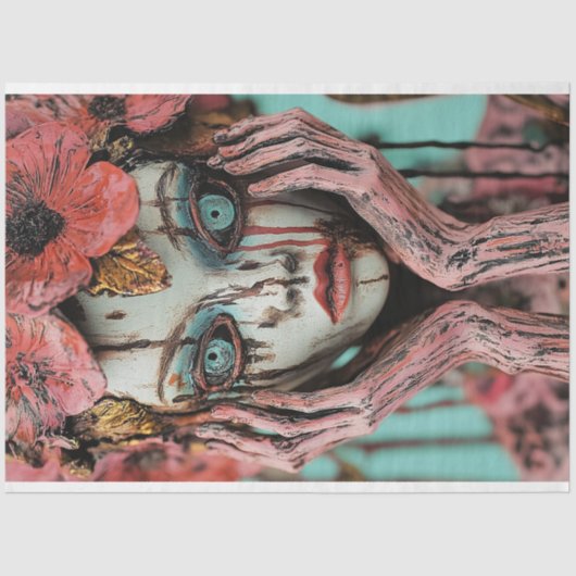 魅力的なゴシック様式のピンクのフローラガーゴイルのデコページ 薄葉紙 (正面)