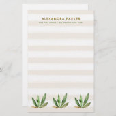 魅力的なサボテン|の中立砂漠は縞で飾ります 便箋 (正面/裏面)