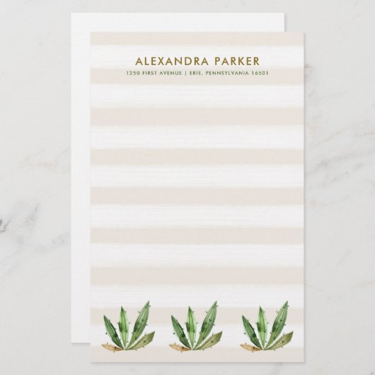 魅力的なサボテン|の中立砂漠は縞で飾ります 便箋 (正面/裏面)