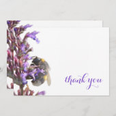 魅力的なサンキューカードと花（昆虫）マルハナバチ サンキューカード (正面/裏面)