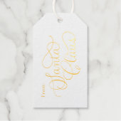 魅力的なサンタクロースのクリスマスフォイルドギフトラベル ギフトタグ (正面)