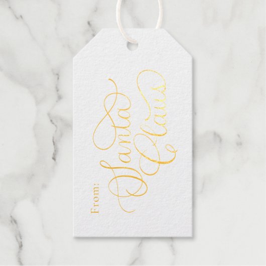 魅力的なサンタクロースのクリスマスフォイルドギフトラベル ギフトタグ (正面)