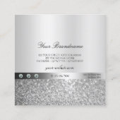 魅力的なシマーリーシルバースパークルグリッターとロゴ スクエア名刺 (裏面)