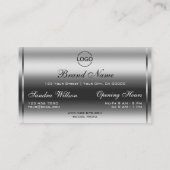 魅力的なシルバーグリッター発光輝きとロゴ 名刺 (裏面)