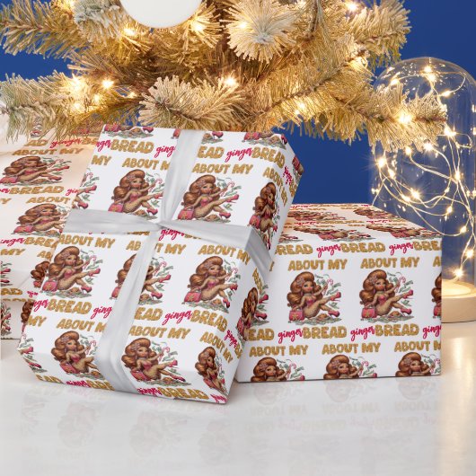 魅力的なジンジャーブレッドの女のおもしろいクリスマス ラッピングペーパー (クリスマス)