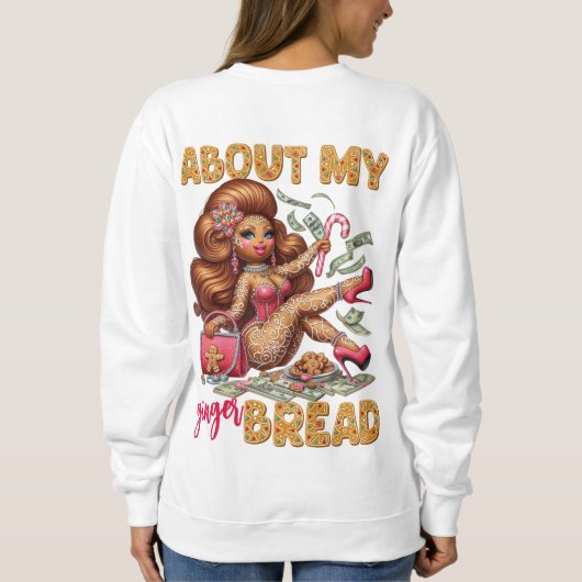 魅力的なジンジャーブレッドガールピンクのクリスマス スウェットシャツ (裏面)