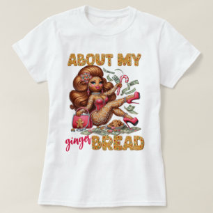 魅力的なジンジャーブレッドガールピンクのクリスマス Tシャツ
