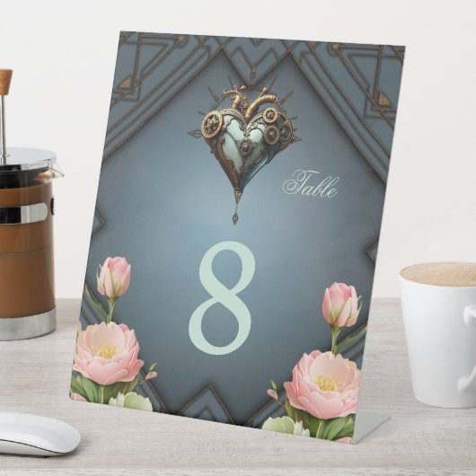 魅力的なスチームパンクハート 台座サイン (インサイチュ)