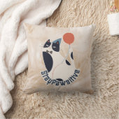 魅力的なタキシード猫 ステイポジティブ 励ましのT クッション (ブランケット)