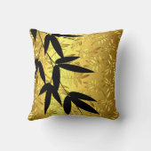 魅力的なタケは金ゴールドホイル|の金ゴールドを去ります クッション (裏面)